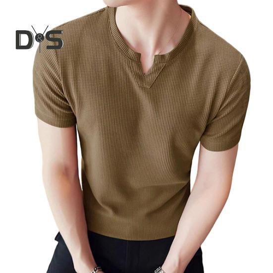 

Мужская футболка с V-образным вырезом, однотонная повседневная футболка, летний свитер с короткими рукавами для повседневных выходов, занятий спортом дома, уличной одежды M