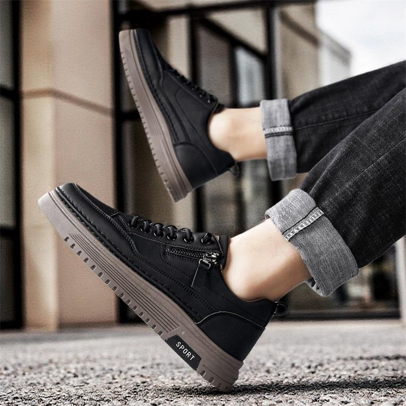 Men'S Thick Sole Casual Shoes Spring New Breathable Soft-Sole Anti-Slip Outdoor Walking Shoes White Flat Shoes Sports Board Shoe