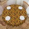 Round Waterproof Sunflowers Galore Table Cover Checkerboard Tablecloth for Dining 70 Inch Table Cloth