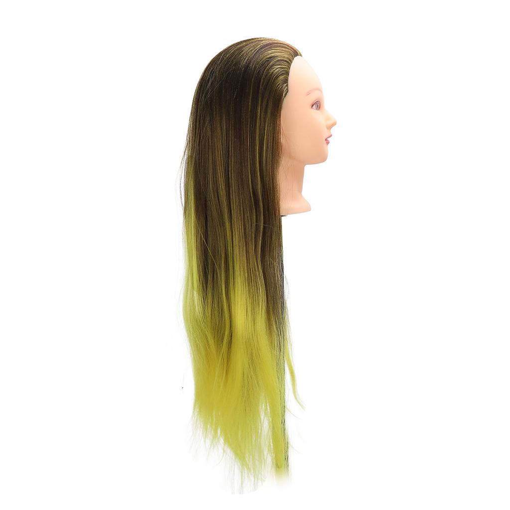 Hair Braiding Head Simulation Compact Hairdressing Mannequin Head with Ink Yellow Hair for Hairdresser