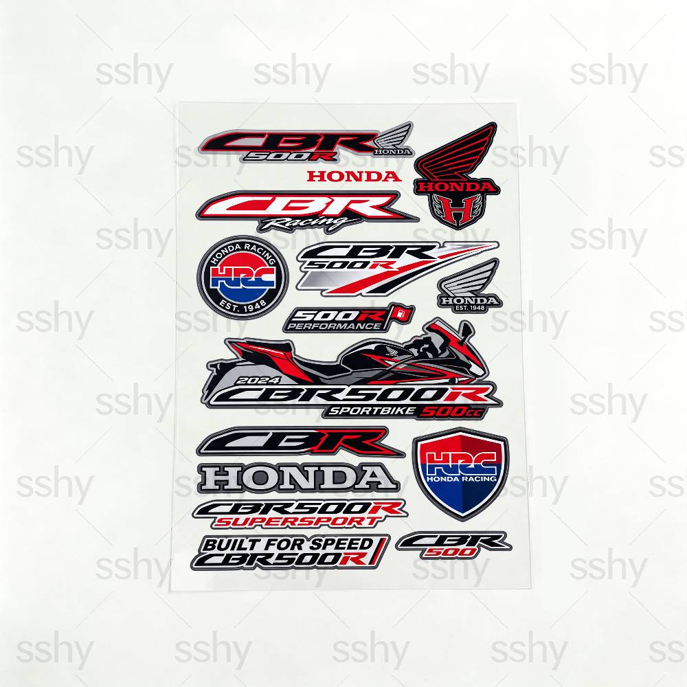 drvkn5 FOR HONDA CBR500R Waterproof Reflective Motorbike Stickers Easy Peel Removable Decals for Motorcycle Car 20x30cm