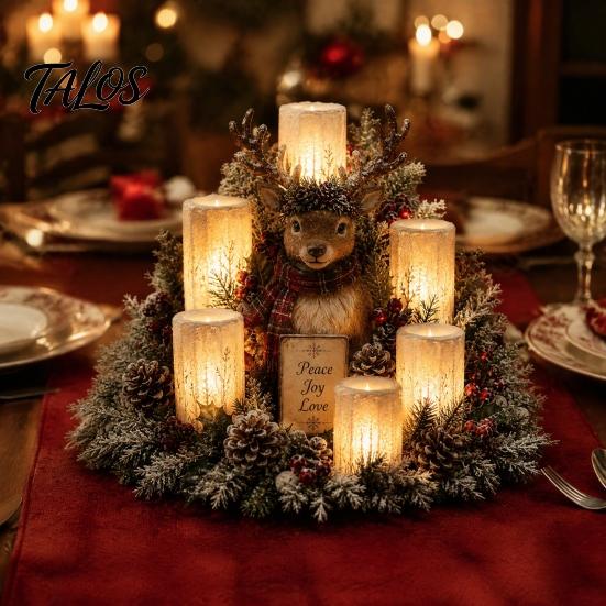 Christmas Table Centerpieces Lighted Centerpiece, Atmospheric Ornament with Warm Glow, USB Indoor Seasonal Displays Powered Plastic Crafts for Holiday