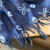 Long Cotton Linen Scarf Women Hand-Dyed Blue Indigo Wrap Shawl 180x90cm Lightweight Accessory