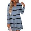 Women's Fashion Striped V-Neck Long Sleeve  Dress