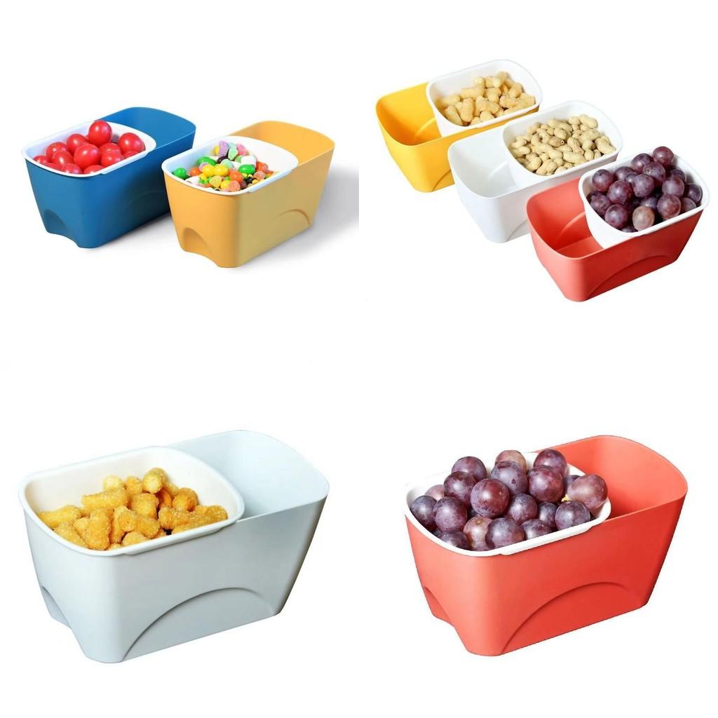 Caja de Snacks de Doble Capa con Drenaje para Almacenamiento de Frutas y Caramelos
