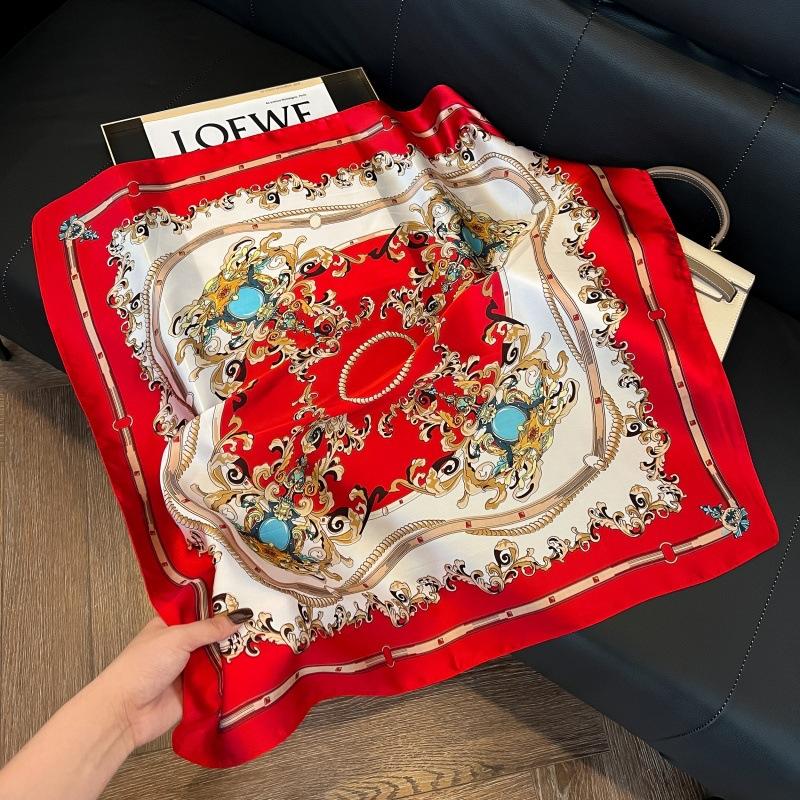 New silk scarf women's fashion versatile high-end small square scarf Korean version neck protection scarf spring and autumn retro scarf binding bag