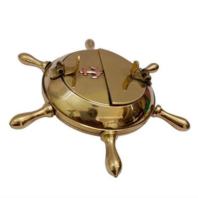 Mosiężne Koło Morskie Niesamowity Design Ręcznie Robiony Popielniczka Elegancki Wygląd Do Domu, Biura Stołu Barowego Kolekcjonerska Dekoracyjna