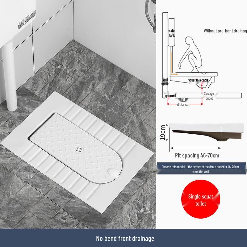Compact Ceramic Squat Toilet with Flip Lid and Cover Plate