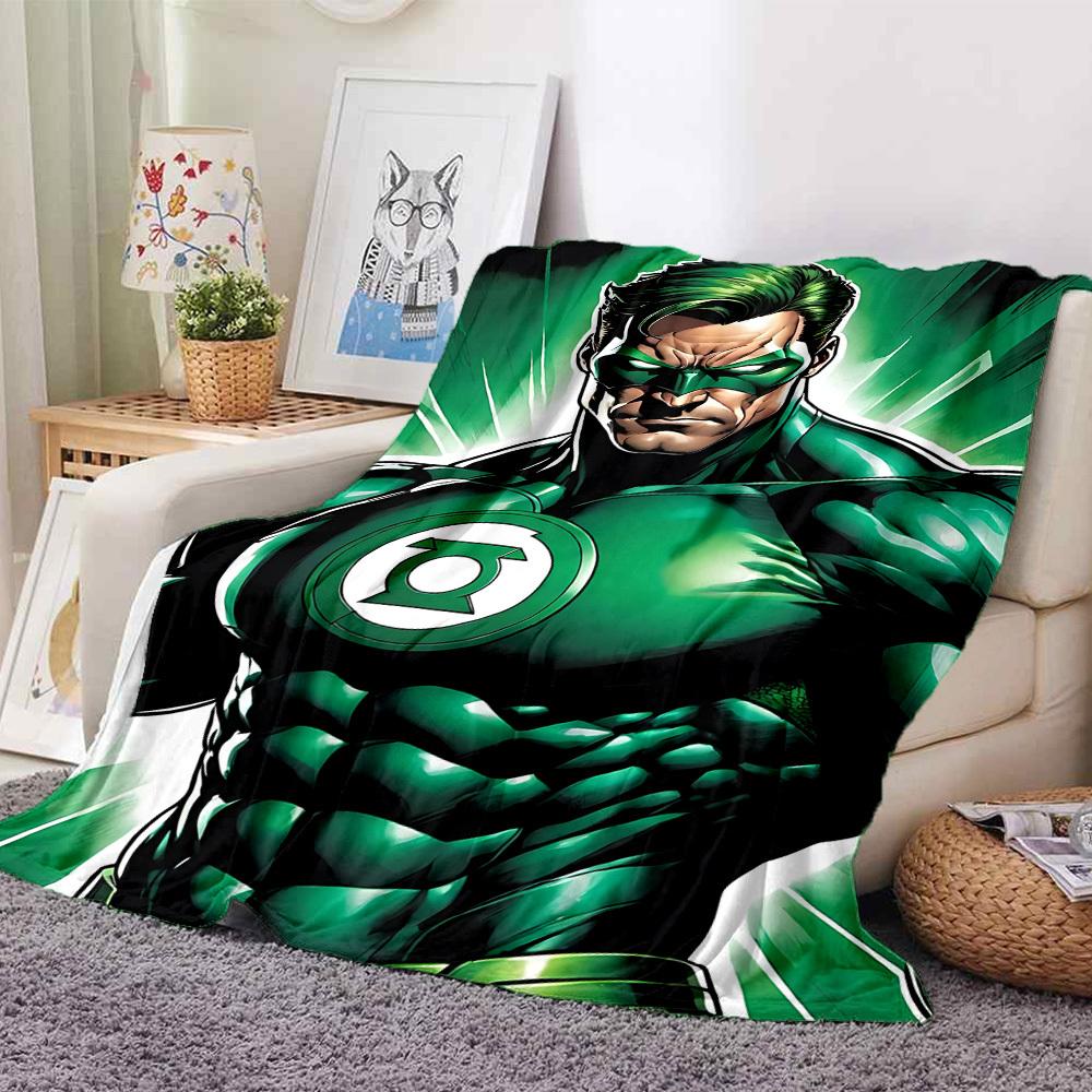 1pc Green Lantern Blanket Polyester Fiber, All Season Comfort for Sofa, Bed, Office, Car, Camping Ideal Home Decor & Gift, Office Comfort