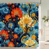 1 Pcs Colorfulful Floral Pattern Polyester Shower Curtain Bathroom Partition Curtain Bathroom Water-Blocking Decorative Curtain