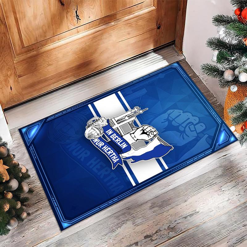 hertha bsc FC Soccer Football Pattern Soft Area Rug Non Slip Indoor Floor Carpet Sports Decor Mat for Bedroom