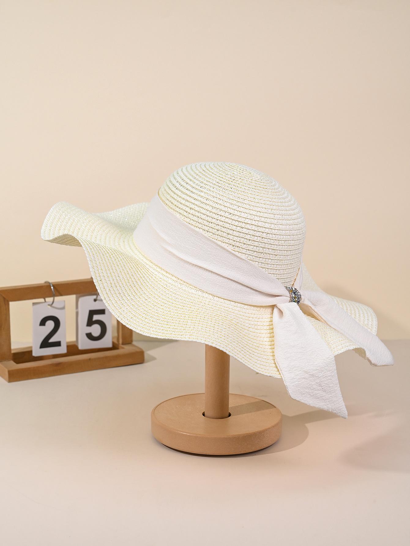 

Летний солнцезащитный козырек детская мода морской отдых соломенная шляпа лафит элегантная и для маленького лица average size