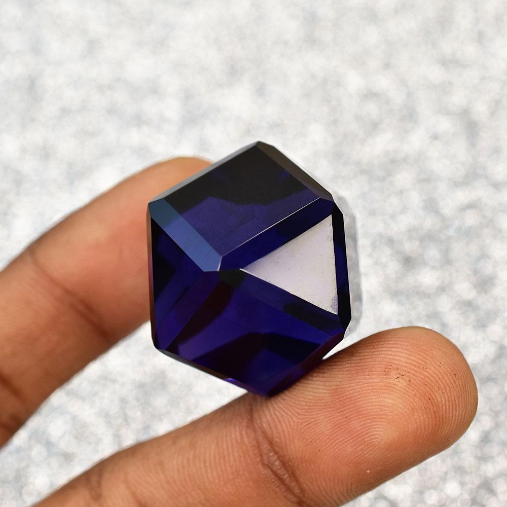 Natural Purple Amethyst Loose Gemstone 113.25 ct Unique Fancy Cube Cut for Jewelry Making and Crafts
