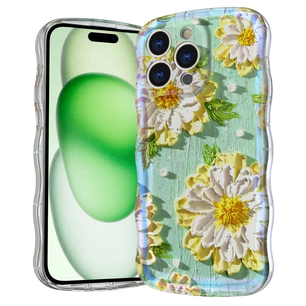 

For iPhone 15 Pro Max Magnetic Case Wave Edge Glitter TPU Phone Back Cover GWL10220