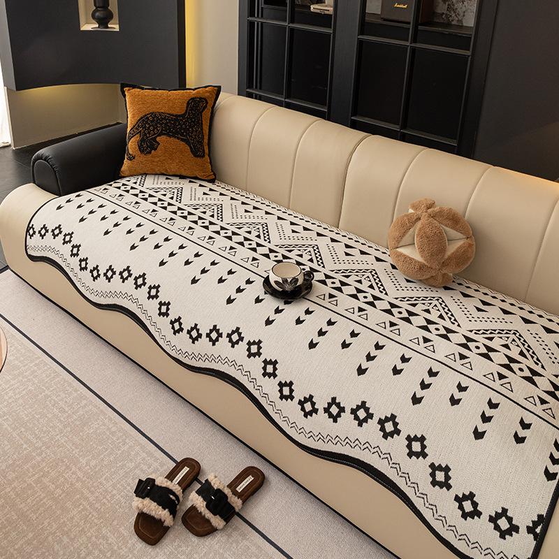 New Sofa Cushion Four Seasons Universal Fixed Non-Slip Light Luxury High-End Straight Row Leather Sofa Cover Cushion