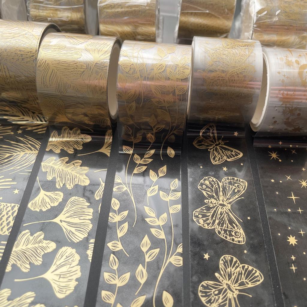 30mm * 3m Creative Laser Gold Waterproof Transparent Decorative Tape DIY Diary Phone Case Scrapbook Aesthetic Masking Tape