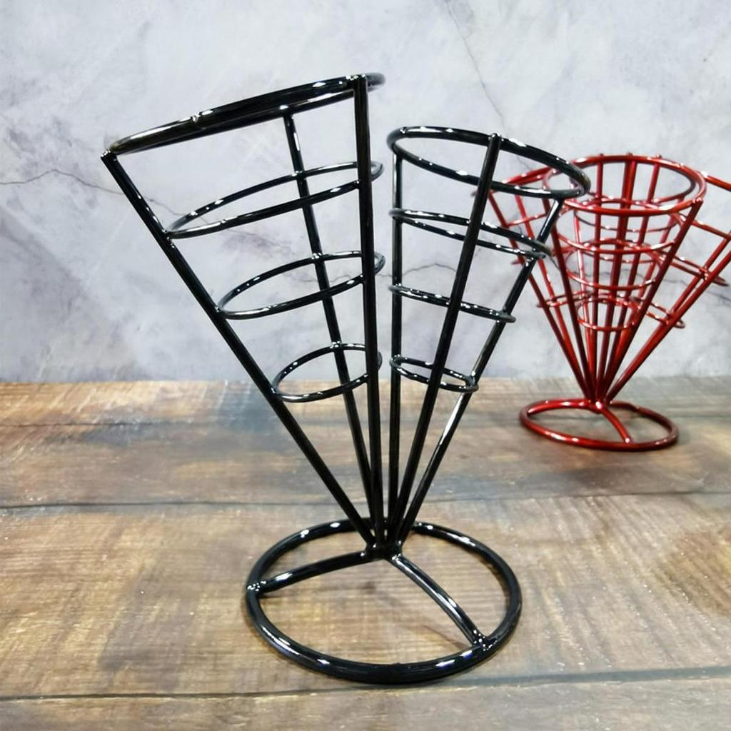 French Fries Stand Easy Carrying Clean Food Cone Metal Wire Fry Holder Fried
