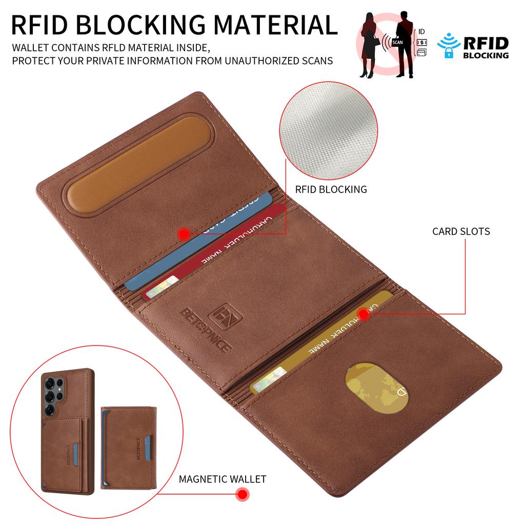 Case For Samsung Galaxy S25 Ultra S25 Edge S24 Plus S23 FE S22 S21 A16 A55 A15 A35 5G Magnetic Separation Card Bag Leather Cover