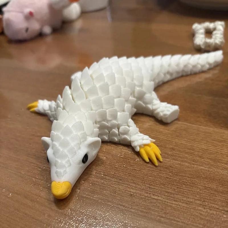 

3D-печатный панголин, Игрушечная модель, Панголин с подвижными суставами, Многофункциональное украшение для рабочего стола и дома, Уникальный подарок, Креативность белый