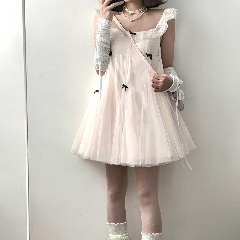 Summer great looking fairy tulle princess doll dress small French sweet dress female polyester