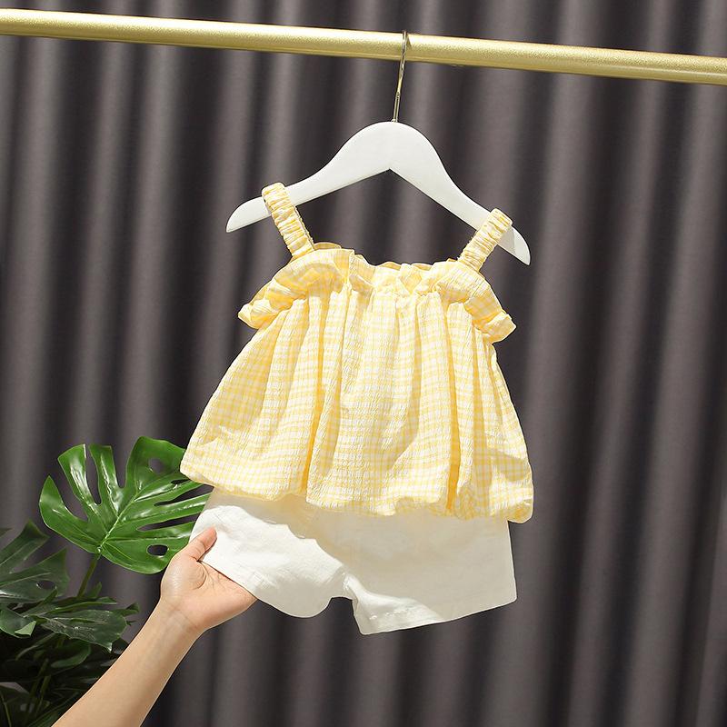Cute Summer Outfit For 1 Year Old Baby Girls Stylish Camisole Two Piece Set Toddler Cool Clothing