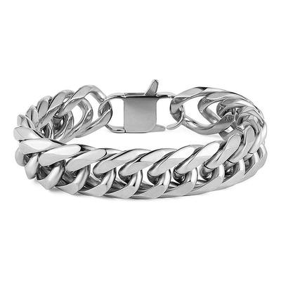 Bracciale Collana Punk da Uomo 2026 in Titanio e Acciaio Inossidabile con Intreccio Doppio, Spesso Design Esagonale, Chiusura Piatta, Finitura Satinata