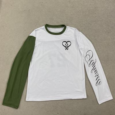Europese en Amerikaanse gepersonaliseerde letterprint kleurblok ronde hals lange mouwen T-shirt retro Y2K