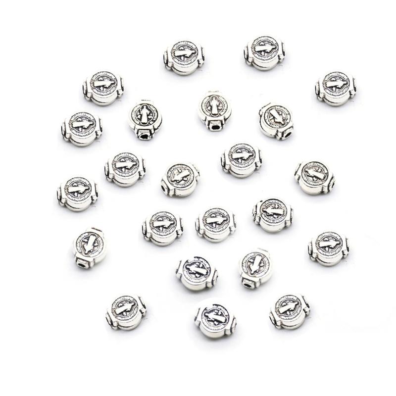50pcs Stainless Steel Saint Benedict Bead Charm For Jewelry Making Gold/Silver Color Metal St Benedict Cross Bead Bracelet DIY