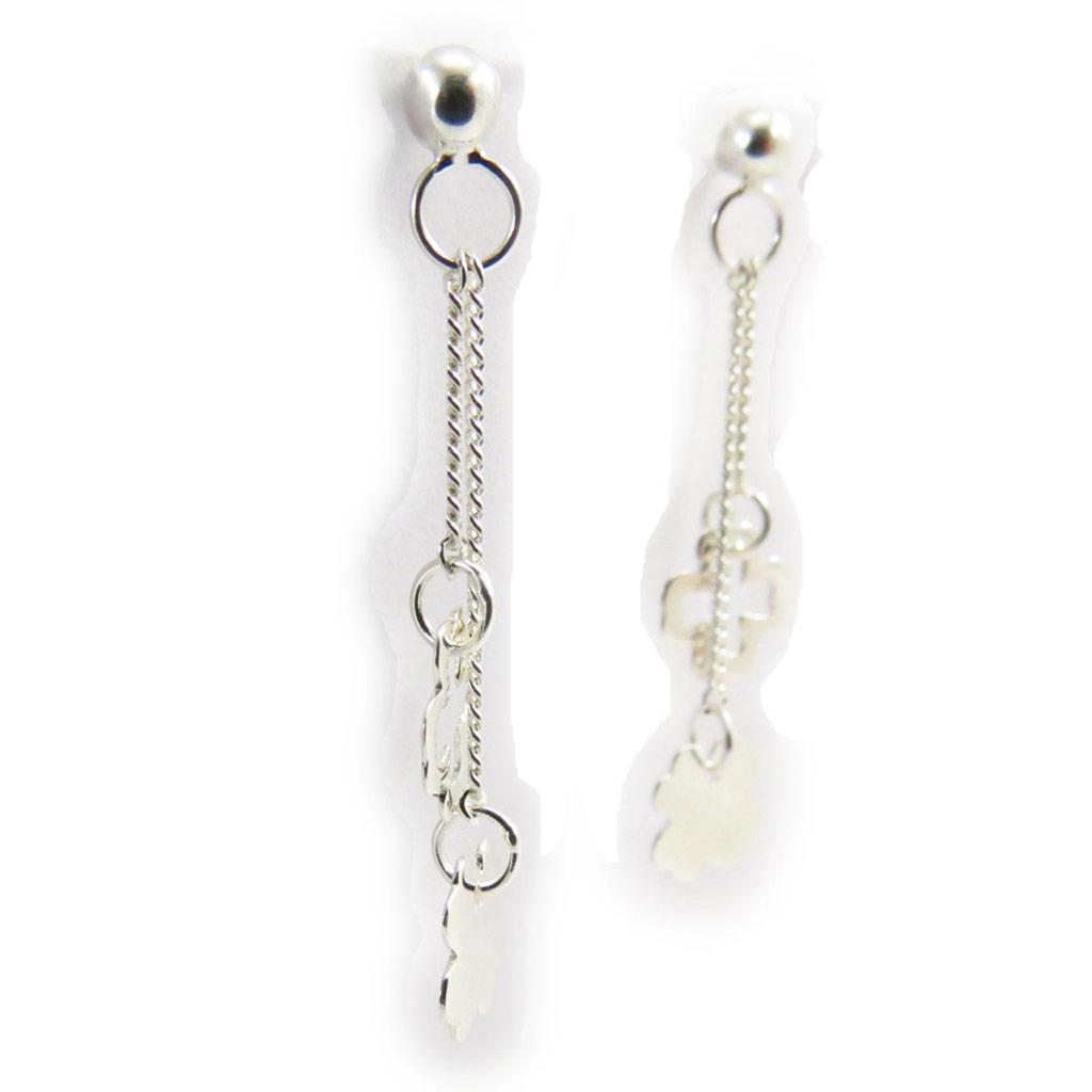 Les Trésors De Lily [F0330] - Silver 'Lucky Charm' Silver Earrings - 33x8 Mm