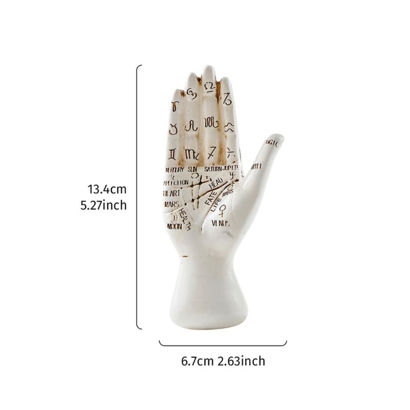 Handorakel Hand Statue, Harz Sammlerfigur, Mystische Hand Skulptur mit Handorakel Diagrammen für Regal Tisch Schreibtisch Dekorationen