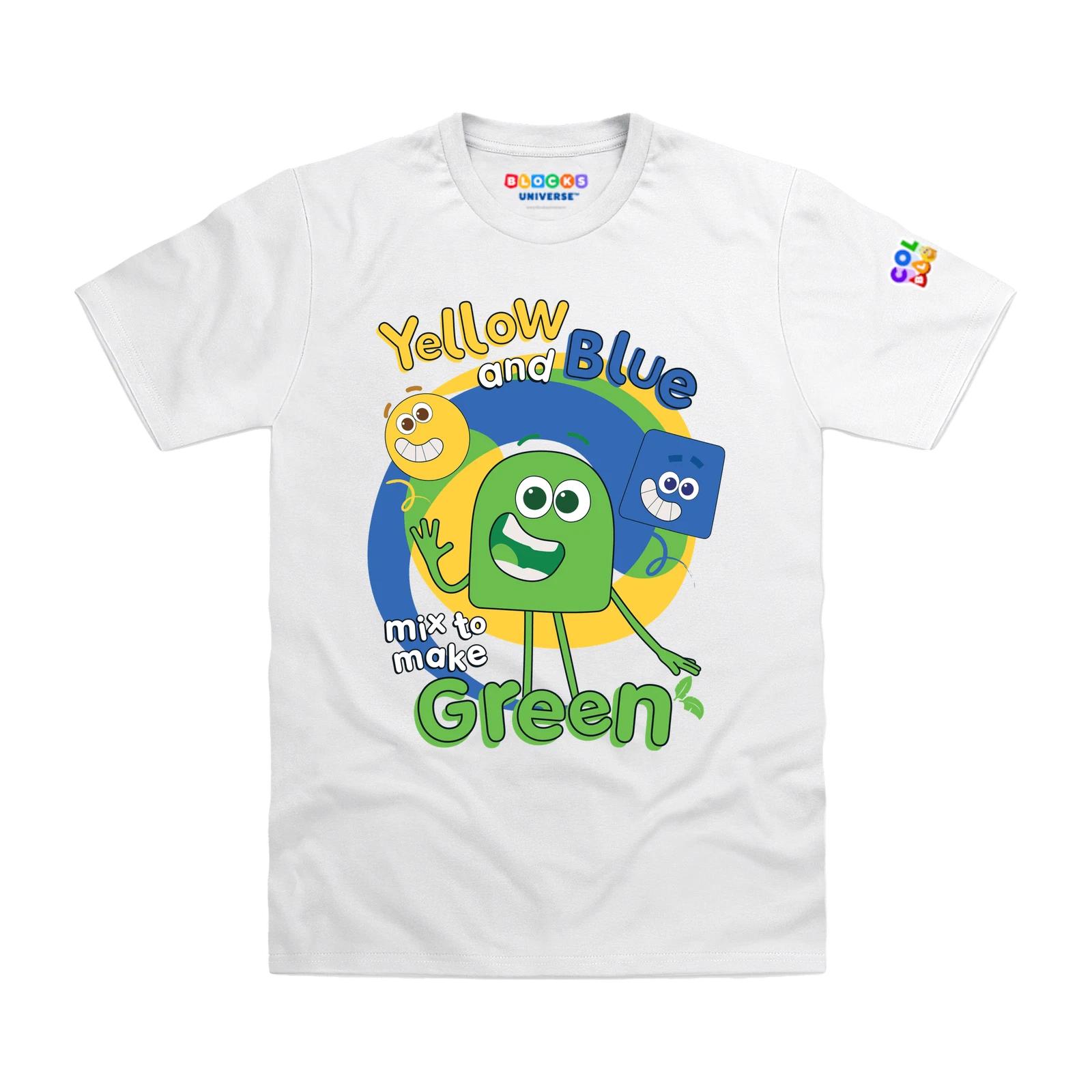 Officially Licensed Colourblocks Yellow And Blue Make Green Kids T-Shirt 120
