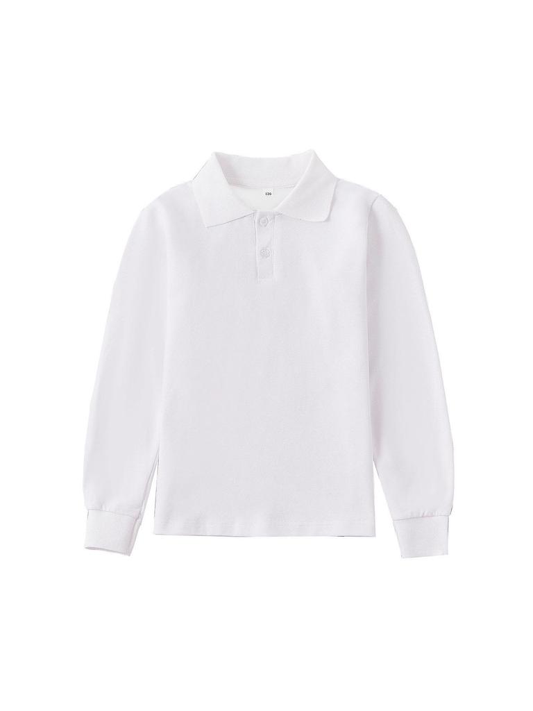 Polo con Fodera in Pile per Bambini - Uniforme Scolastica (Autunno inverno) - Strato Base Bianco a Maniche Lunghe per Bambini e Bambine della Scuola Primaria e Secondaria