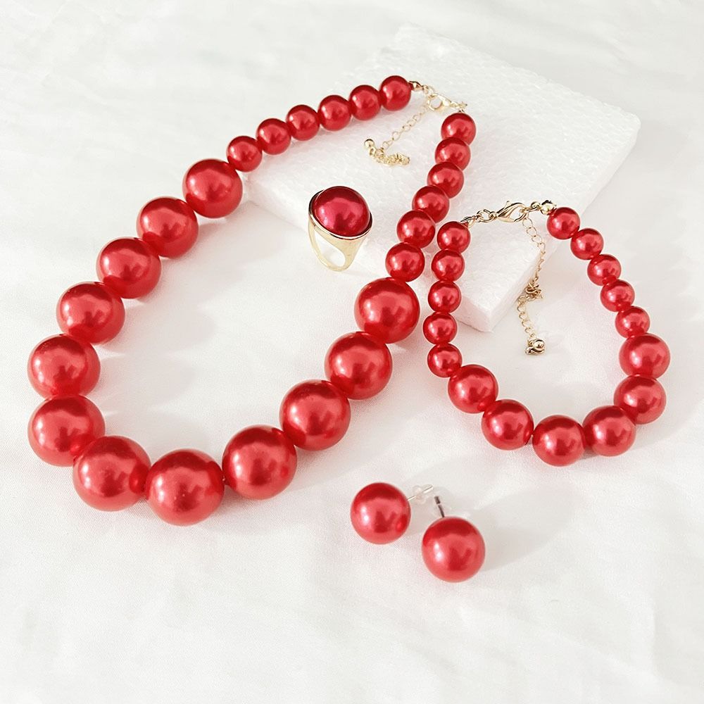 Retro Elegant Imitation Pearl Jewelry Set Light Luxury French Pearl Necklace  Banquet