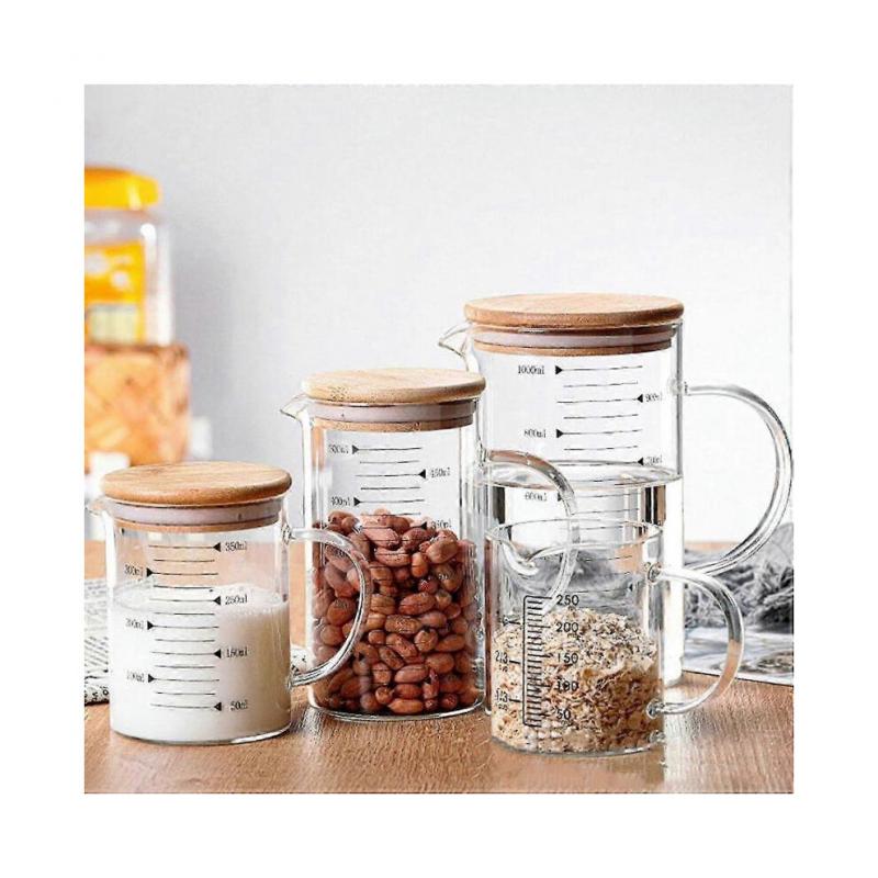 Transparent Measuring Jugs with Lid Liquid Milk Glass Cup Measuring...