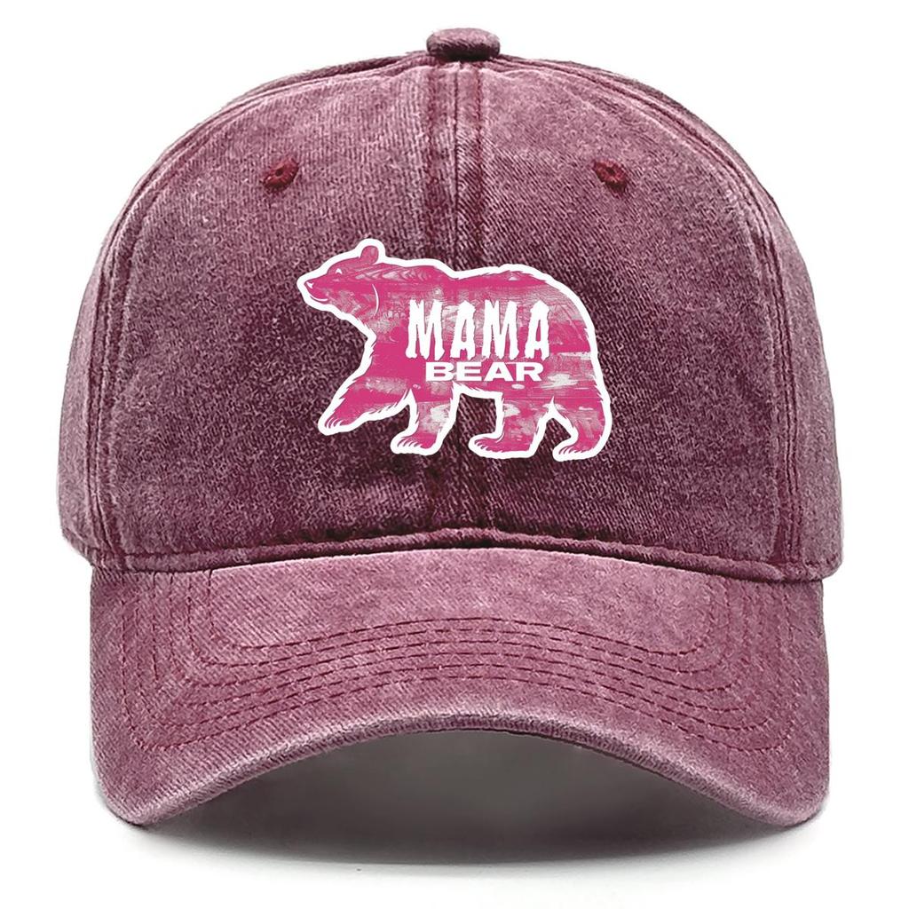 MAMA BEAR" Print Adjustable Sun Hat, Mother's Day Sports Hat Non-Stretch Fabric Sunshade Breathable Stylish Snapback Baseball Cap