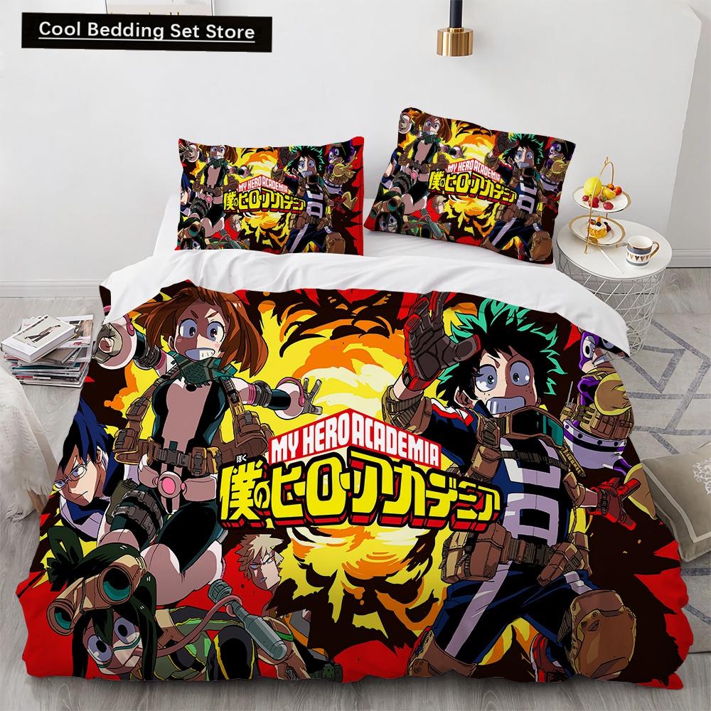 Nowy Anime My Hero Academy Pościel Zestaw Postacie Anime Poszewka na kołdrę 3D Cartoon Poliester Poszewka na kołdrę Queen King Size Dzieci Chłopcy