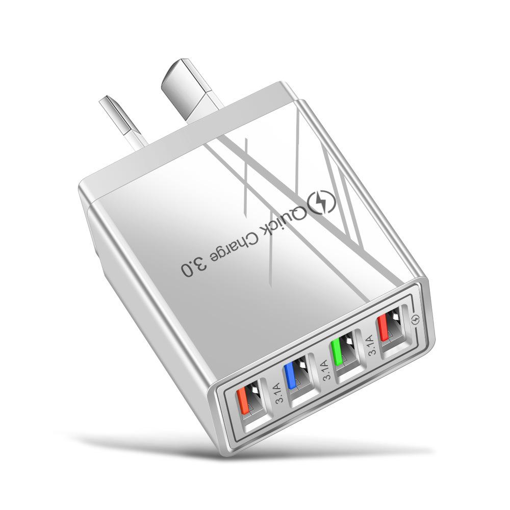 Colorful 4-Port USB Travel Charger 5V/2.4A Fast Charging Australian Standard