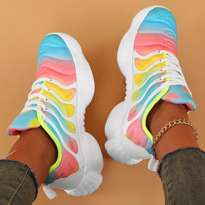 Women Sneakers  Fashion Rainbow Color Shoes Casual Platform Walking Shoes Outdoor Comforable Ladies Vulcanized Shoes