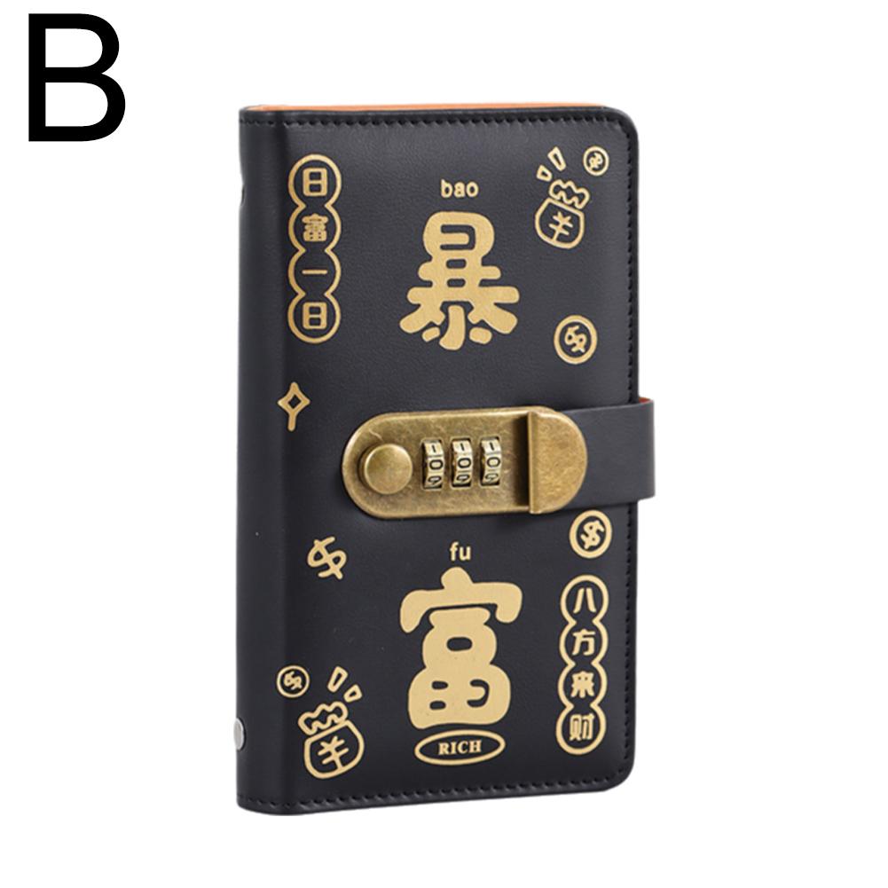 Large Capacity Password Savings Book Good Luck Storage Management Book And Red Financial Bag Po M7N2
