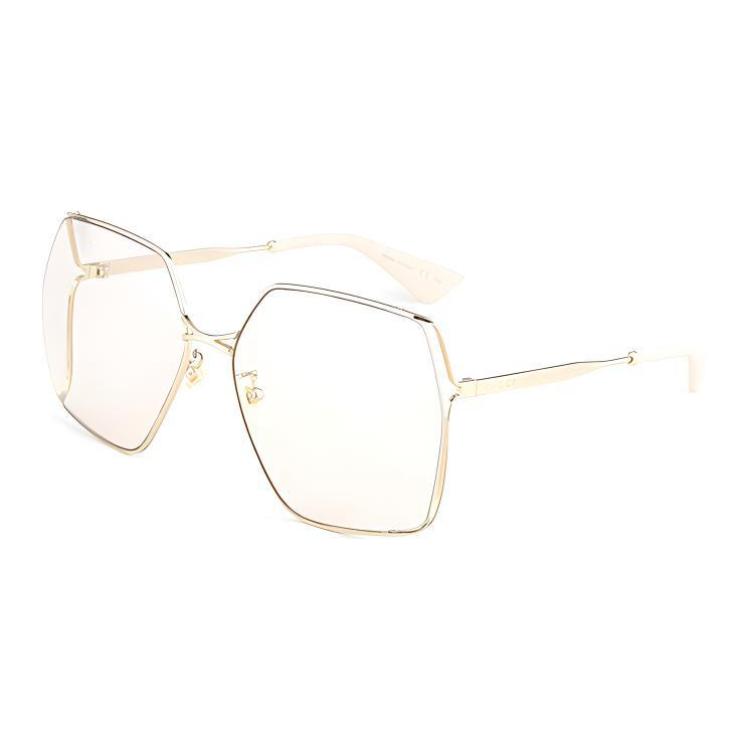 

GUCCI Metal Herringbone Cutout Large Frame Irregular Sunglasses Plate Plus Metal Square Unisex светло-бежевый