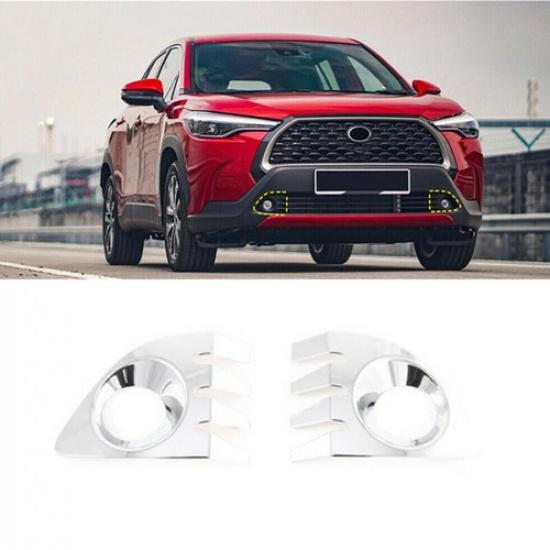 Chrome 2PCS Front Fog Lamp Light Cover Trim For Toyota Corolla Cross 2021 2022