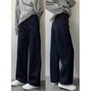 2025 Spring High-Waisted Dark Blue Straight-Leg Jeans for Women - Slimming Fit for Pear-Shaped Body, Thick Legs, and Wide Hips