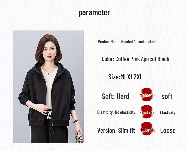 Damen 2024 Herbst Kapuzenstrickjacke für mittleres Alter: Locker, Schlankmachend, Warmes Sweatshirt Casual Oberteil