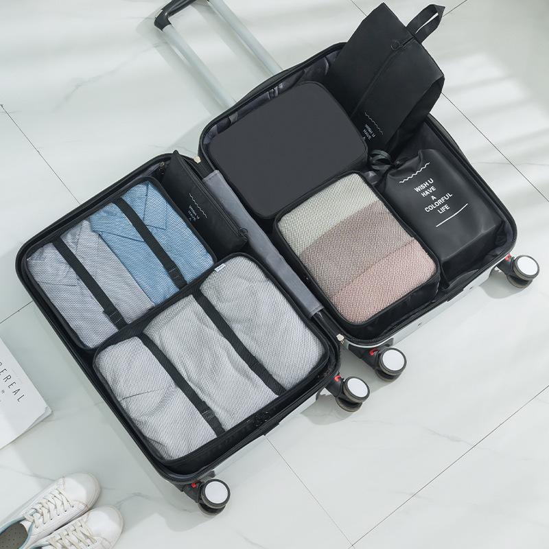 7pcs Travel Portable Luggage Organizer Bags Save Space Breathable Mesh Bag Clothing Classified Storage Bags Large Capacity Pouch