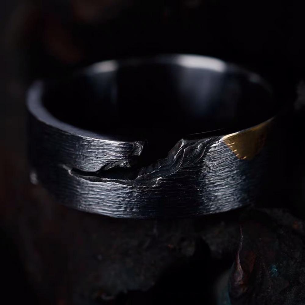 New Simple Atmosphere Ring Men's Creative Trend Retro Unique Handmade Open Ring Niche Street Birthday Party Couple Jewelry Gift