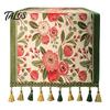 Tassel Edge Table Runner Jacquard Floral Runner, Vintage Peony Farmhouse Decorative with Tassels for Home Wedding Party Decor Elegant Dining