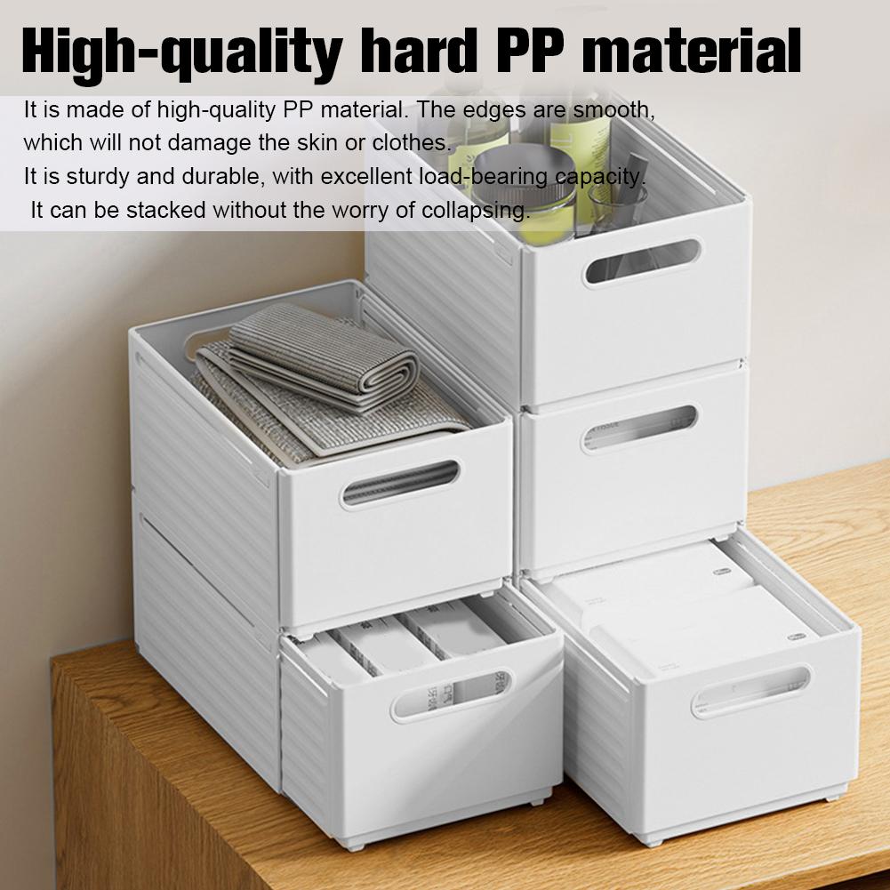 2Pcs Retractable Storage Box with Handles Drawer Organizer Plastic Drawer Storage Box Multifunctional Organizer and Storage Bins