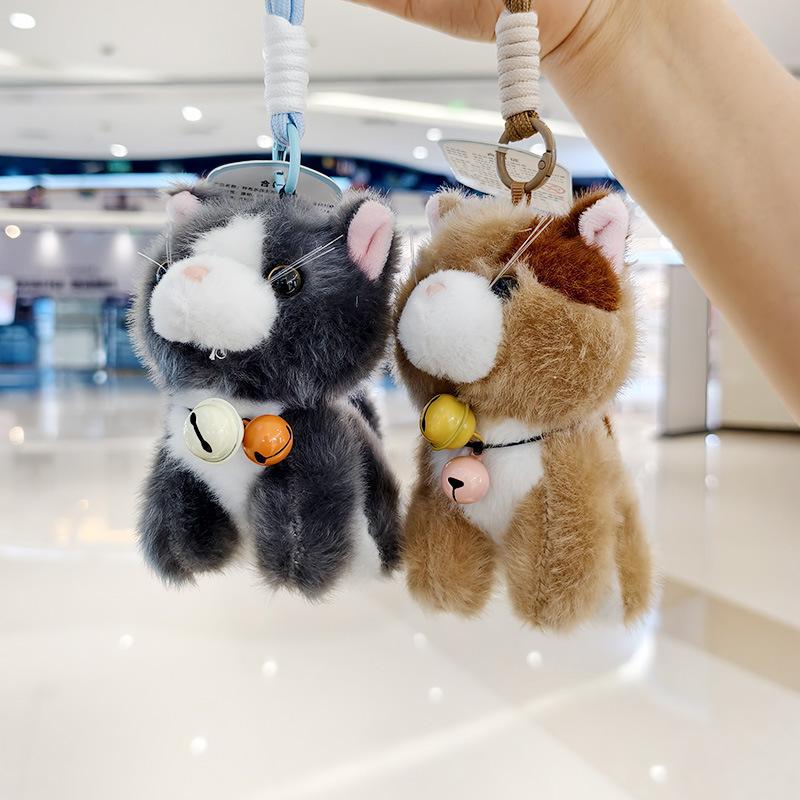 Cute Plush Kitten Keychain Bag Charm Adorable Cartoon Cat Doll Pendant Accessory