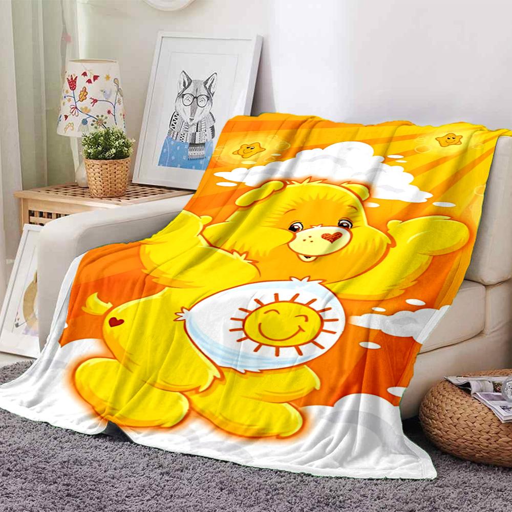 1pc Rainbow Heart Bear flannel Blanket for Super Soft Cute Comfort Blanket for Travel Bedding Couch Sofa Blanket Y73035