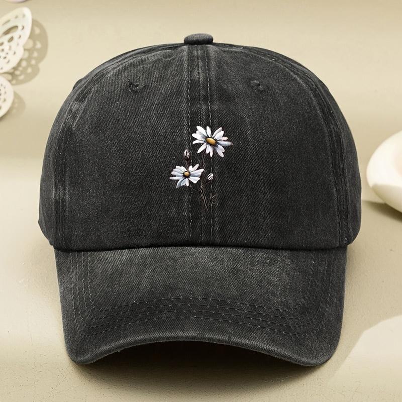 

Twopiece Floral Print Womens Widebrim Cap Distressed Washed Hat Mens Americanstyle Widebrim Vintage Cap One Size